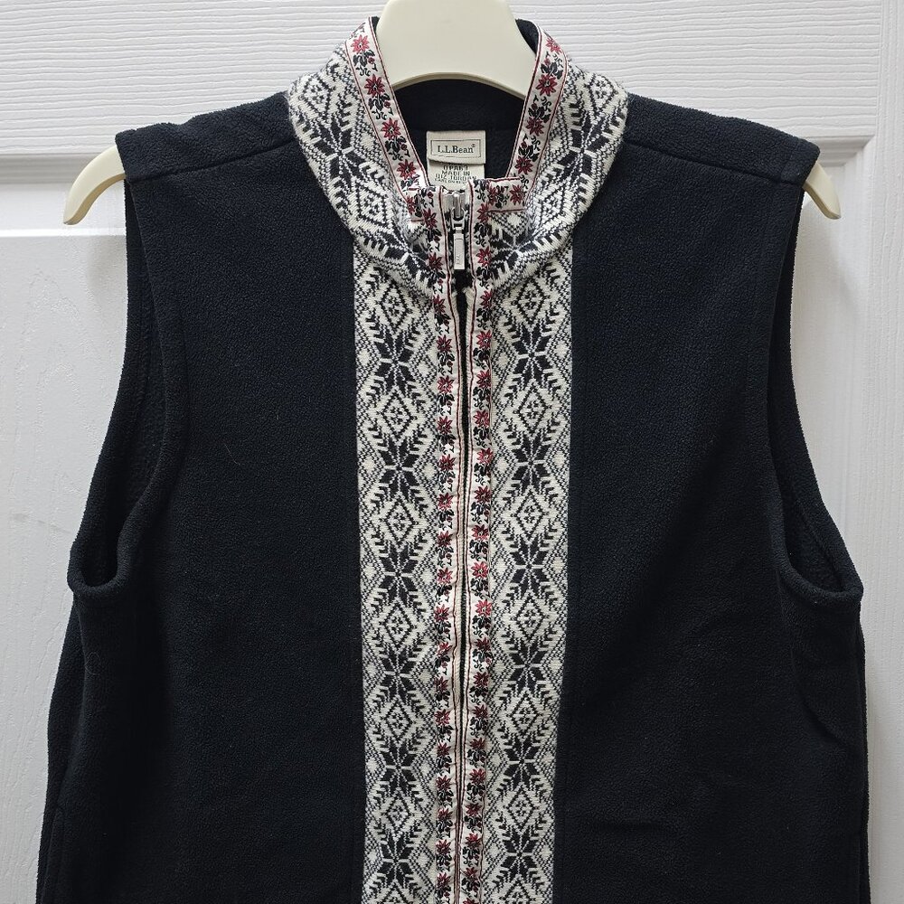 L.L.Bean Misses Black Fleece Vest Large